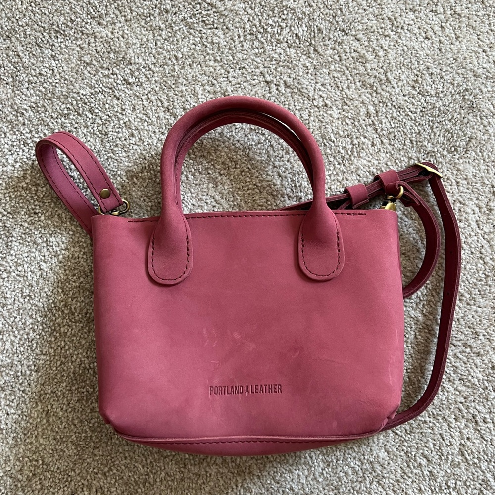 Portland Leather Pink Crossbody Bag with Adjustable Strap